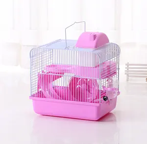 Pet supplies hamster talking nest hideout house with feeder bottle pink hamster cage small