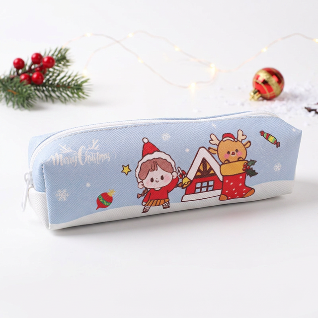 Christmas Pencil Case Large Capacity Cute Cartoon Pen Bag for Kids Students School Stationery Gift