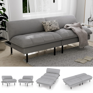 أريكة سرير إسفنجية على شكل حرف L عصرية رائجة، كرسي استرخاء صغير 4 في 1 متعدد الوظائف مع ظهر قابل للتعديل لغرفة المعيشة - Product Image 1