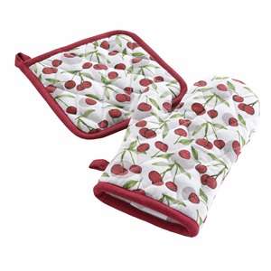 Set Guanto da Forno e Panno Portapentole in Cotone CERISETTE RUBY - Product Image 1