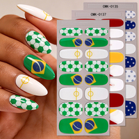 Autocollants pour ongles de qualité salon, effet 3D brillant, thème Coupe du Monde de Football, sans lampe UV, bandes adhésives pour ongles en gel sans UV