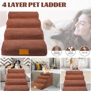 Maßgefertigte, Langlebige Haustier-Rampe mit Treppe für Hohe Betten, Schaumstoff, Abnehmbare Abdeckung, Robuste Cord-Hunde- und Katzen-Rampen - Product Image 4