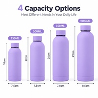 Botol Air Merah Mulut Sempit 500ml 750ml dengan Logo Kustom, Dinding Ganda Stainless Steel, Terisolasi Vakum, Termos dengan Tutup