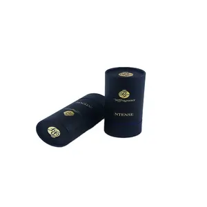 Özel logo yuvarlak mum ambalaj el yapımı lüks altın folyo kabartmalı siyah parlak parfüm/çorap ambalaj kutusu