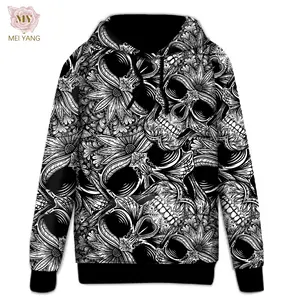 Großhandel Amerika Mode 3d gedruckt volle Pullover Sweatshirts Benutzer definierte Logo Schädel über Digitaldruck Hoodie für Männer