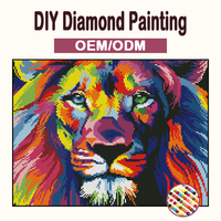 Peinture diamant 5D DIY Lion en gros, toile murale animale pour décoration intérieure, kits de broderie diamant à point de croix pleine surface