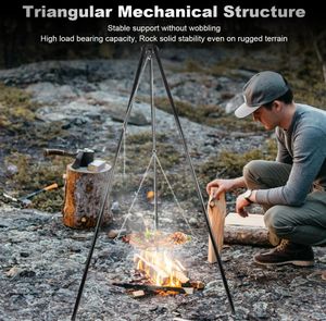 Portable <b>Tripod</b> <b>Camping</b> Grill With Adjustable Chain Outdoor <b>Fire</b> Grill for <b>Camping</b> and Backyard Cooking - Product Image 5