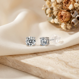 Pendientes de botón de oro blanco de 14K con vermeil y plata de ley 925 con moissanita VVS para mujer y hombre, joyería elegante de 3 puntas, regalo para cualquier ocasión - Product Image 2