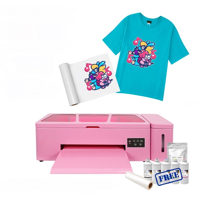 New Arrivals Customize Color A3 1390 L1800 XP600 DTF Printer Automatic DTF Pink Printing Machine T Shirt DTF Printer for Clothes