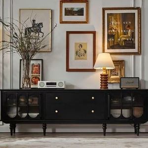 Modern <strong>Retro</strong> <strong>TV</strong> <strong>Stand</strong> &amp; Coffee Table Combo Simple Solid Wood Living Room Furniture for Home Storage in Bedroom - Product Image 6