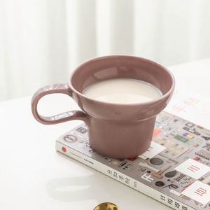 Retro Wide Mouth Solid Color Ceramic <b>Coffee</b> Cup Latte Art Cup for Home Office Vintage Style - Product Image 3