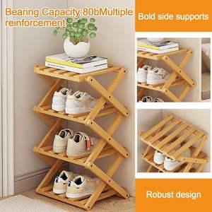 Vendita calda <span class=keywords><strong>scarpiera</strong></span> di bambù piccolo scarpiere strette 4-Tier pieghevole scarpe Organizer scaffale in piedi <span class=keywords><strong>per</strong></span> ingresso corridoio soggiorno - Product Image 5