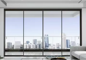 NFRC Moderno marco delgado de aluminio 4 paneles de vidrio templado Patio puerta corredera huracán impacto aislamiento térmico sala de estar - Product Image 5