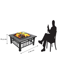 Table de foyer extérieure de 32'' de haute qualité pour jardin, foyer à bois avec barbecue pour patio et cour arrière