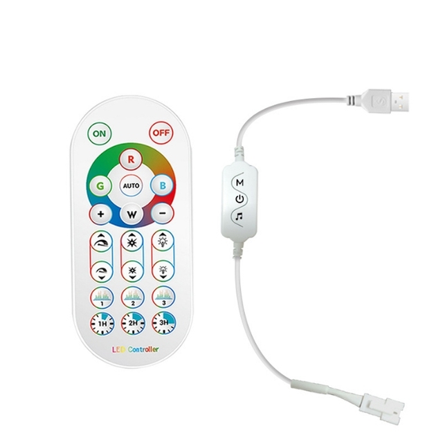 APP Control DC5V USB RGB 3-Pin LED Pixel Controller with 21-key Remote for Addressable LED Neon Strips