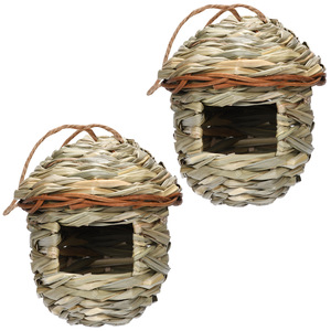 Wren Nest Fiber Bird Hideaway Sparrow House Tejido a mano Pequeñas casas <span class=keywords><strong>de</strong></span> pájaros colgantes Colibrí Niding Chickadee House para Finch - Product Image 3