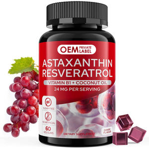 Gummies OEM Astaxanthine et Resvératrol avec Vitamine B1, Huile de Coco, Antioxydants, Complément Alimentaire pour la Santé, la Peau et l'Immunité - Product Image 1
