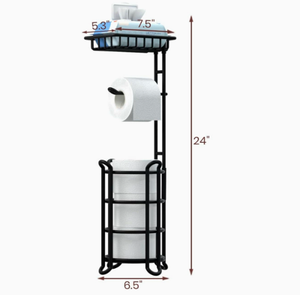 Standing <b>Toilet</b> Paper <b>Holder</b> American-Style <b>Roll</b> <b>Holder</b> <b>Black</b> Modern Eco-Friendly Iron Bathroom Tissue Dispenser for Home - Product Image 4