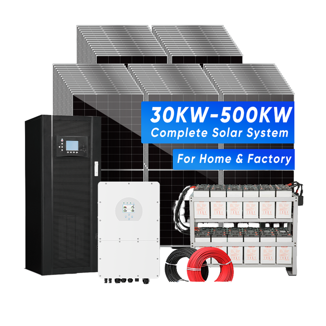 Hybrid Solar Power System Full Set for Industrial 30Kw100Kw 500Kw Good Price Complete Kit Solar Panel With Battery and Inverter