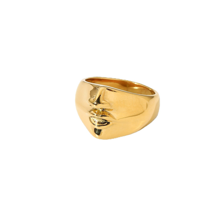 Anillo de oro grueso chapado en oro de 18k para mujer, joyería de 