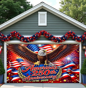 250th Anniversary of Independence Day Garage Door <b>Banner</b> Patriotic American Flag 4th of July Garage Door Cover for Outdoor Decor - Product Image 3