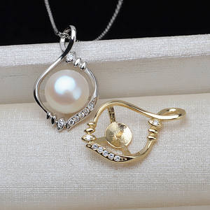 Colgante de Plata S925 con Perla de 8-9 mm, Accesorios de Joyería DIY, Soporte para Colgante Vacío con Incrustaciones, Producto Semiterminado - Product Image 3