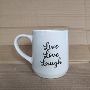 ¡Muestras Gratis! Taza de café de cerámica China de 630ML, tazón de sopa Jumbo de 22,2 onzas y tazas de cereales, taza de "Live Love Laugh"