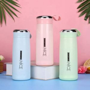 Thermos à eau créatif personnalisable Macaron, 400 ml, avec doublure en verre écologique, idéal comme cadeau publicitaire, pour étudiants et usage quotidien - Product Image 4