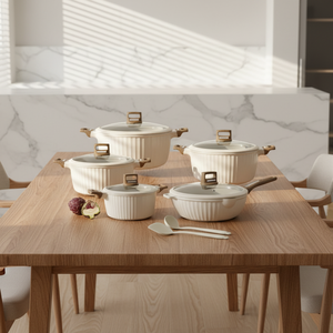 Ensemble de casseroles en aluminium moulé sous pression écologique de 12 pièces, revêtement en granit marbré sain, antiadhésif, pour la cuisine à domicile - Product Image 2
