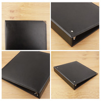 Carpeta de Anillas 3D de Cuero PU Negro A4, Carpeta de Anillas de Cuero Sintético Premium para Documentos de Oficina, Carpeta Portafolio Profesional con Cubierta de Cuero