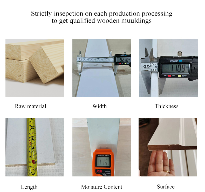 Quarter round decorative gesso white primed wooden Pine LVL Rubberwood Plywood Baseboard Flooring Skiriting moulding