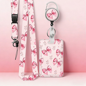 In stock: Foundation with large <b>bow</b>, leaf, badge, scroll, ID card holder, heavy-duty lanyard, cute keychain, exhibition card - Product Image 1