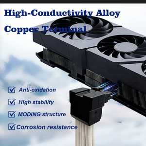 KBQ 12+4 Pin PCIE 5.0 Compatible 12VHPWR 16AWG <b>Cable</b> Right-Angle Connectors for GPU RTX 3090Ti 4070Ti 4080 4090 <b>Power</b> Supply - Product Image 3