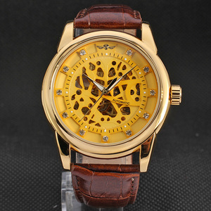 Montre mécanique automatique Victory Skeleton, cadran rond de 30 mm, cristal saphir, bracelet en cuir, montre pour homme - Product Image 4