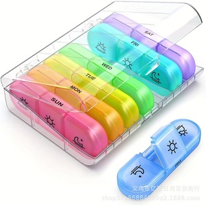 Organizador semanal de pastillas <span class=keywords><strong>para</strong></span> tabletas, caja de soporte <span class=keywords><strong>para</strong></span> pastillas <span class=keywords><strong>para</strong></span> viajes, 7 compartimentos, caja de pastillas, organizador de 7 días - Product Image 6