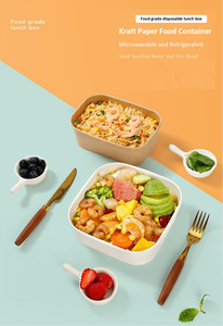 Cajas Bento reciclables rectangulares de embalaje de papel Kraft desechables, cajas Bento de esquina rectangulares para comida rápida para llevar, azúcar para <span class=keywords><strong>Sushi</strong></span> - Product Image 5