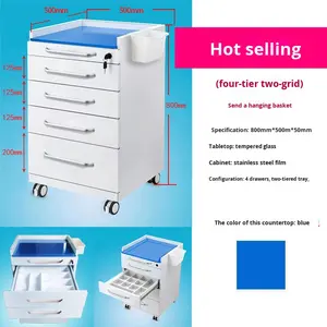 モダン デザイン 5段引出し 鍵付き 可動式 ステンレス製 高耐久 デンタルキャビネット 病院 研究所 工場向け - Product Image 3