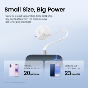 Nuevo Cargador <span class=keywords><strong>GaN</strong></span> de 65W 2026, Carga Rápida PD, Cable Tipo-C Retráctil, Cargador de Pared USB C para Laptop, Teléfono, Tablet y Otros Dispositivos - Product Image 3
