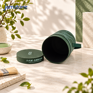 Printed Green Paper Tube Packaging Container with Carry Handle Round Cardboard Cylinder Box Packaging for <b>Paint</b> Brand Retail - Product Image 3
