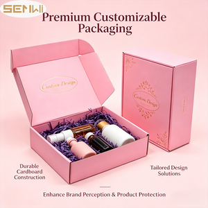 Boîte cadeau pour mini bouteille d'<span class=keywords><strong>alcool</strong></span> avec logo personnalisé rose, boîte d'expédition en carton ondulé pour <span class=keywords><strong>coffret</strong></span> de <span class=keywords><strong>dégustation</strong></span> de vin et emballage de cadeaux d'entreprise - Product Image 3