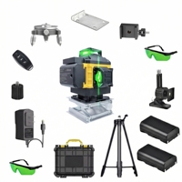 Niveau laser industriel 16 lignes à faisceau vert, portée 50m, en aluminium, 4D 360° rotatif, auto-nivelant avec batterie au lithium
