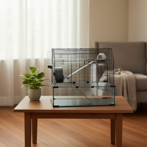 Jaula para ratones de compañía, base transparente con marco de alambre de acero de 20x25 pulgadas para ratas, conejillos de indias, alojamiento para animales pequeños, diseño moderno - Product Image 2