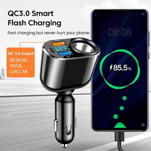 66W USB Car Charger QC3.0 pd3.0 xe Thuốc lá nhẹ hơn ổ cắm Splitter sạc Adapter Ổ cắm điện với LED hiển thị - Product Image 5
