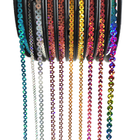 Bobines de paillettes thermocollantes PET colorées en gros, ruban de paillettes plates et rondes de 0,18 mm, bobine CD pour machine à broder, vêtements, chaussures, accessoires