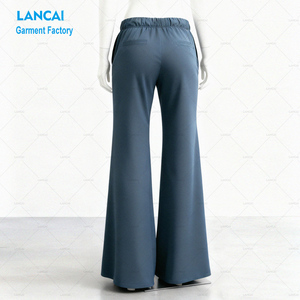 Nouveauté, vêtements de détente personnalisables pour femmes, pantalons de survêtement évasés baggy à jambe large en molleton éponge de coton - Product Image 4