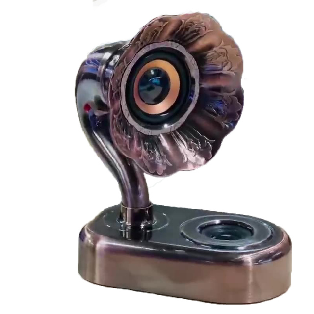 2023 Retro Look Speaker bluetooth Vintage Phonograph Wireless Blue Tooth Speaker with Gramophone Horn Small Bt Speaker with Bass