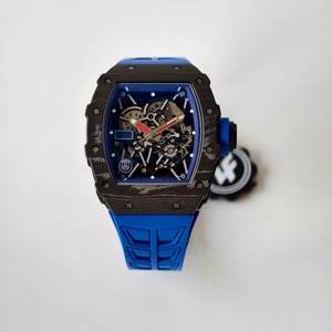 Esfera de reloj de fábrica de alta calidad con correa de caucho azul y negra y movimiento con correa de caucho azul de 13.5 mm - Product Image 2