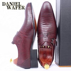 รองเท้าผู้ชายแบบ Monk Strap หนังแท้ รองเท้าธุรกิจ รองเท้าแต่งงาน รองเท้าสำหรับงานปาร์ตี้ รองเท้าแฟชั่นสำหรับใส่ทำงาน - Product Image 2