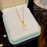 DAIHE Grandes Ventes Collier en Acier Titane Inaltérable avec Perles et Diamants pour Femme