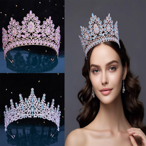 Couronne de mariée en Europe et aux États-Unis robe de mariée nouvel alliage strass cheveux accessoires anniversaire saint valentin couronne - Product Image 1